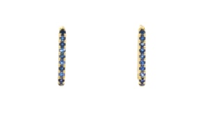 2.20 ct. t.w. Sapphire Paper Clip Link Hoop Earrings in 18kt Gold Over Sterling