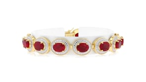 17.00 ct. t.w. Ruby Bracelet with Diamond Accents in 18kt Gold Over Sterling and Sterling Silver