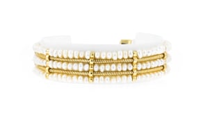 3.5-4mm Cultured Pearl Multi-Row Bracelet in 18kt Gold Over Sterling