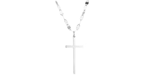 Italian Sterling Silver Cross and Mirror-Link Chain Necklace