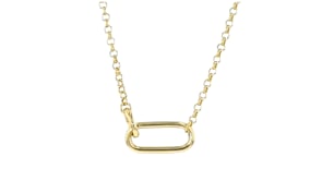 14kt Yellow Gold Single Paper Clip Link Station Necklace