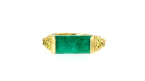 5.50 Carat Emerald and .60 ct. t.w. Peridot Ring in 18kt Gold Over Sterling