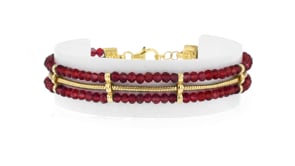 16.00 ct. t.w. Garnet Bead and Snake-Chain Bracelet in 18kt Gold Over Sterling