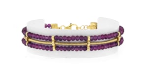 15.00 ct. t.w. Amethyst Bead and Snake-Chain Bracelet in 18kt Gold Over Sterling