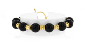 10mm Onyx Bead Bracelet in 18kt Gold Over Sterling