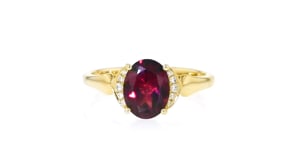 2.10 Carat Rhodolite Garnet Ring with Diamond Accents in 14kt Yellow Gold