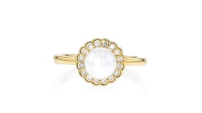 6.5-7mm Cultured Pearl and .19 ct. t.w. Diamond Ring in 14kt Yellow Gold