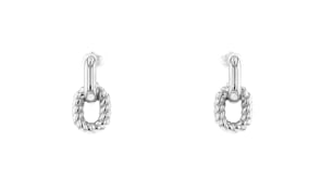 Sterling Silver Twisted Double-Link Drop Earrings