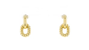 14kt Yellow Gold Twisted Double-Link Drop Earrings