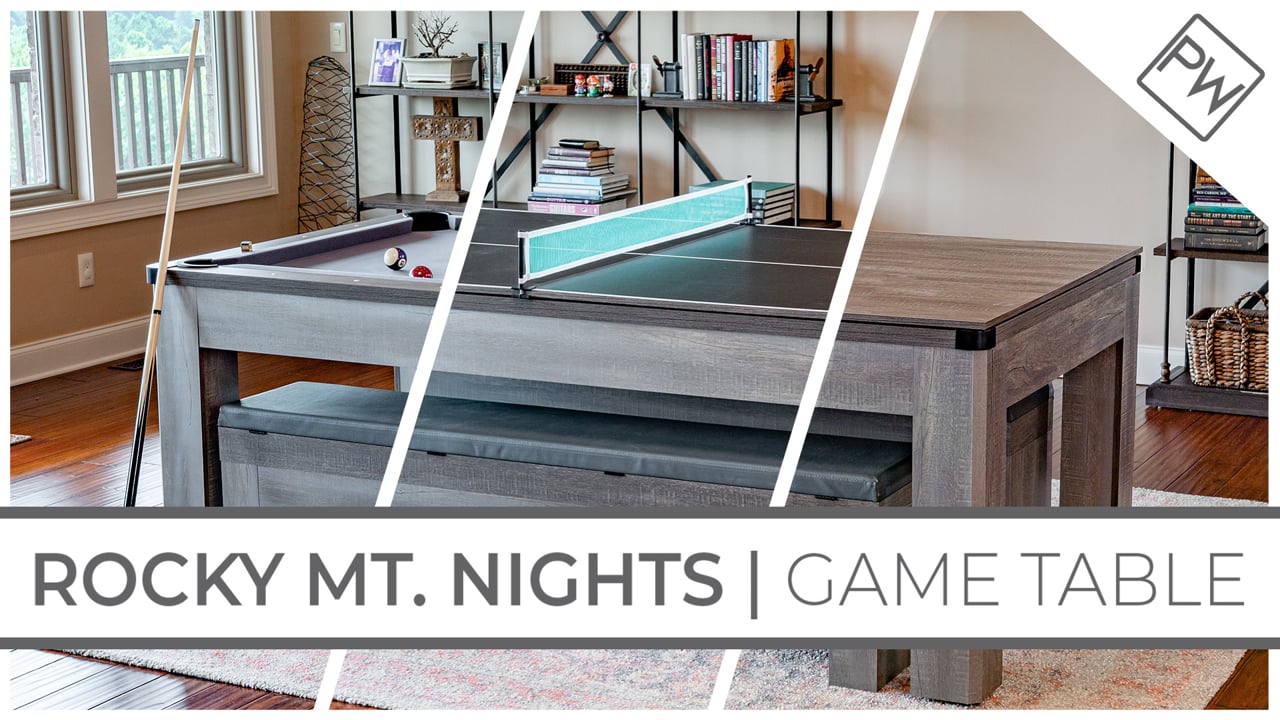 Rocky Mountain Nights 7 Ft Pool Table Set with Benches and Top