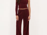 Dark red lurex one-shoulder top  | My Jewellery