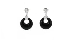 Onyx and .20 ct. t.w. White Topaz Drop Earrings in Sterling Silver