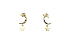 Italian 10kt Yellow Gold Moon and Star Earrings
