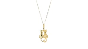 Italian 10kt Yellow Gold Two Cats Pendant
