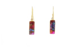 Turquoise and Multicolored Quartz Jewelry Set: Three Pairs of Drop Earrings in 18kt Gold Over Sterling