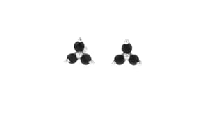 .70 ct. t.w. Black Spinel 5-pc. Jewelry Set: Earrings, Hoop Earrings and Single Ear Cuff in Sterling Silver