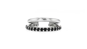 .70 ct. t.w. Black Spinel 5-pc. Jewelry Set: Earrings, Hoop Earrings and Single Ear Cuff in Sterling Silver