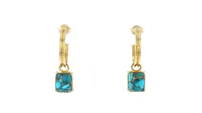18kt Gold Over Sterling Hoop Earrings with Three Pairs of Interchangeable Multi-Gemstone Drops