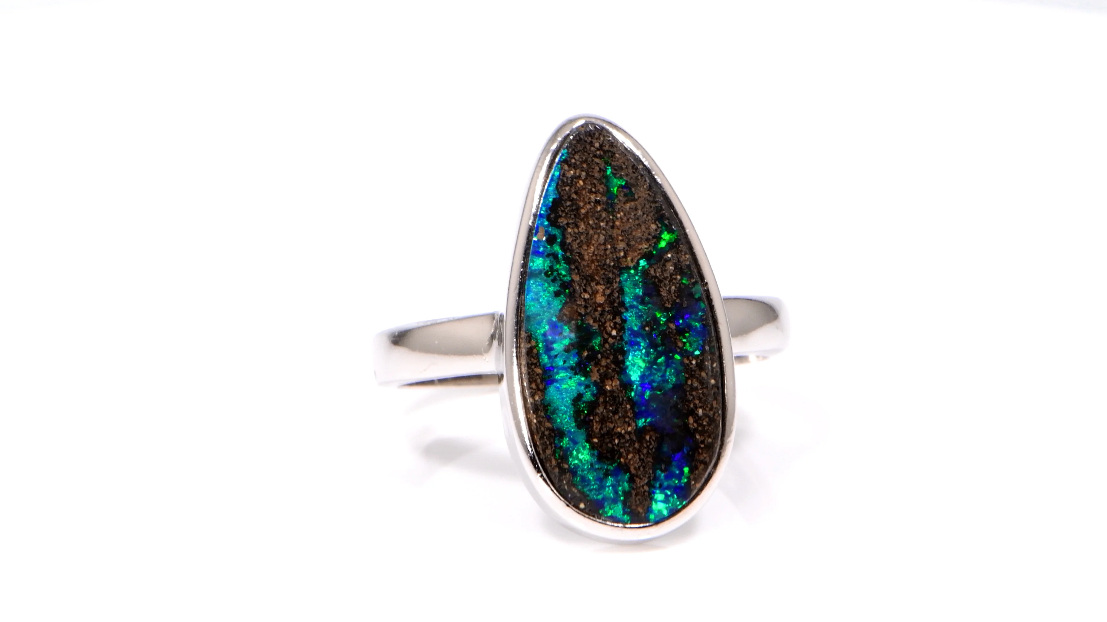☆nff☆ petal enigma ringpale blue nff1 Sterling Silver Sparkling Boulder Opal Ring 17.5 ct US7