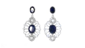 4-4.5mm Cultured Pearl and 11.00 ct. t.w. Sapphire Drop Earrings with 6.40 ct. t.w. White Topaz in Sterling Silver
