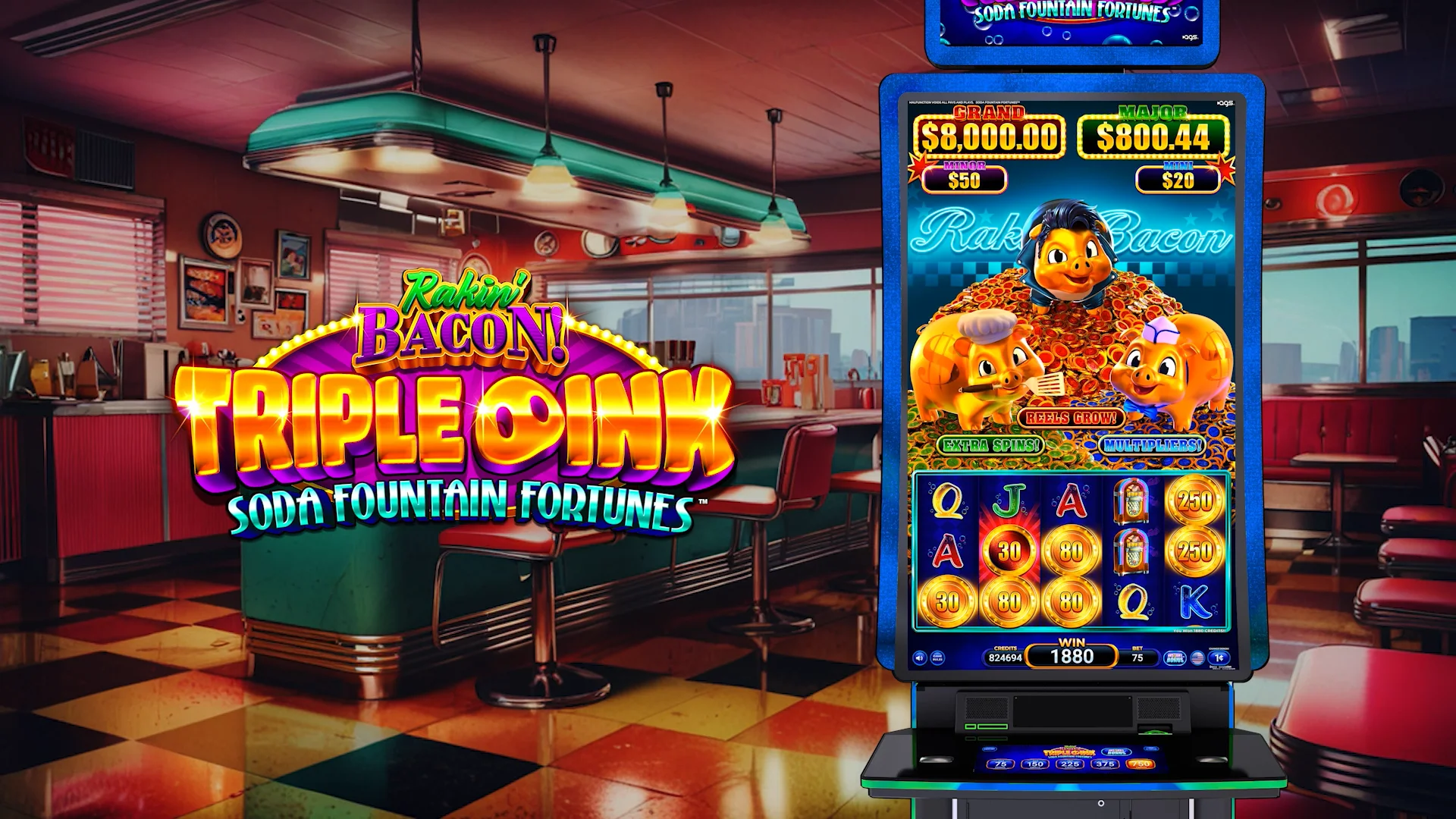 Rakin Bacon Triple Oink Soda Fountain Fortunes | AGS Slot | AGS Gaming