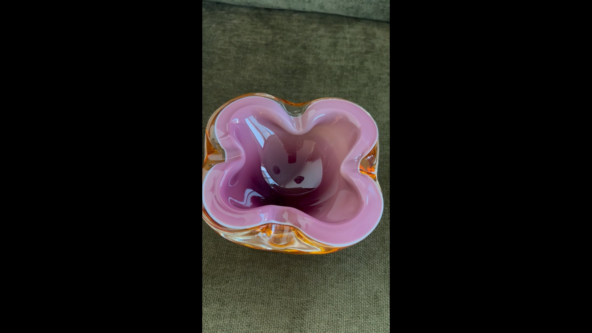 RARE Alfredo Barbini Glass Ashtray Bowl Geode Style Murano Italy