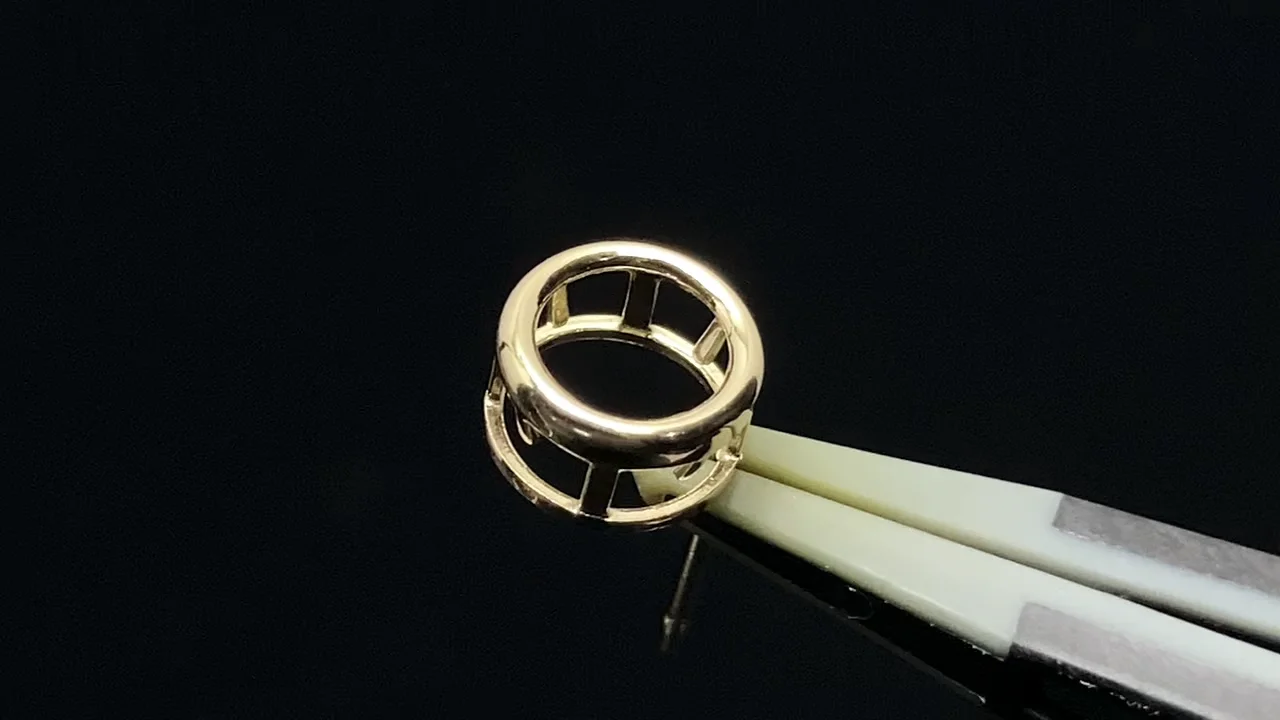 14KGF ピアスポスト空枠(ベゼル) ラウンドファセットカット用 【3mm 