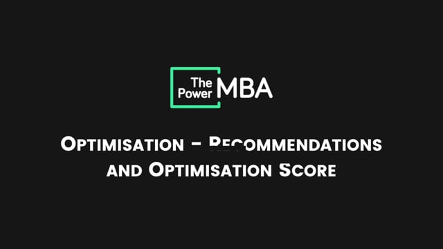 Optimisation - Recommendations and Optimisation Score