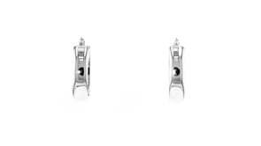 Italian 14kt White Gold Wide Oval Hoop Earrings. 1