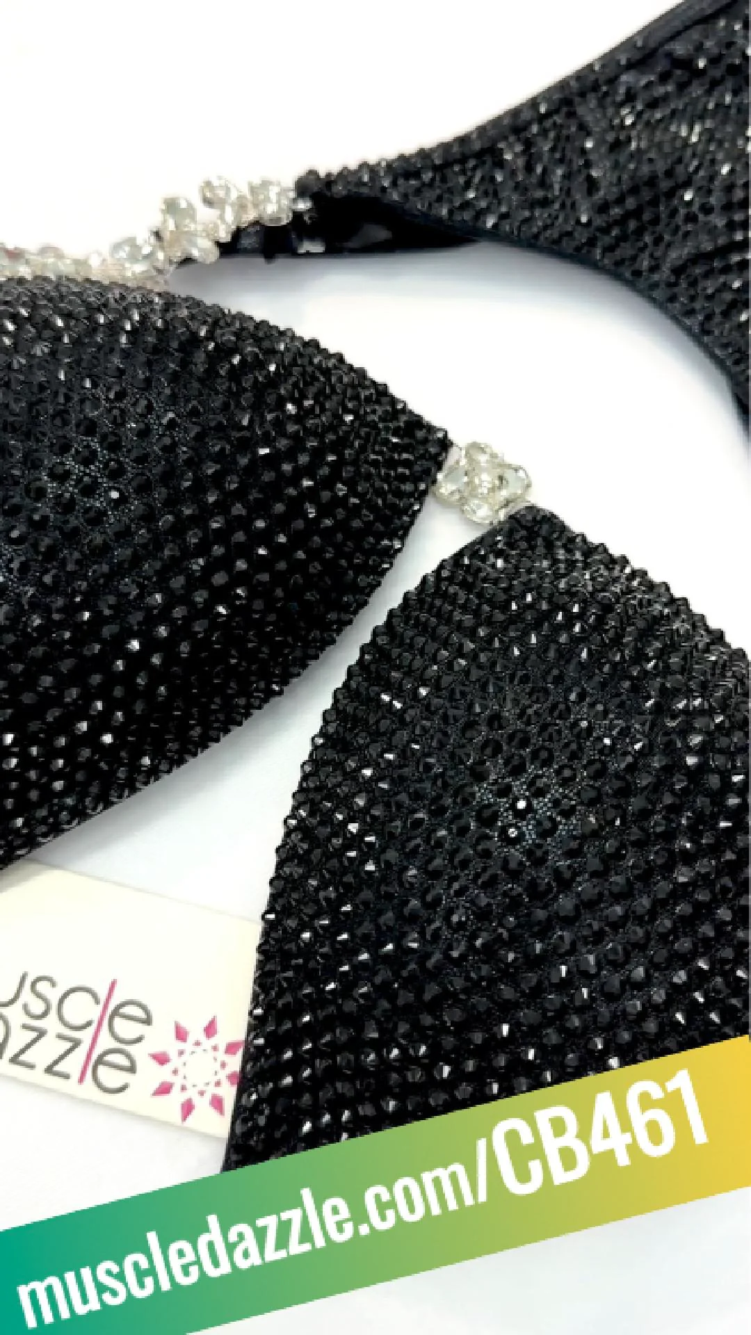 Black Competition Bikini | Black Crystals on Black Fabric
