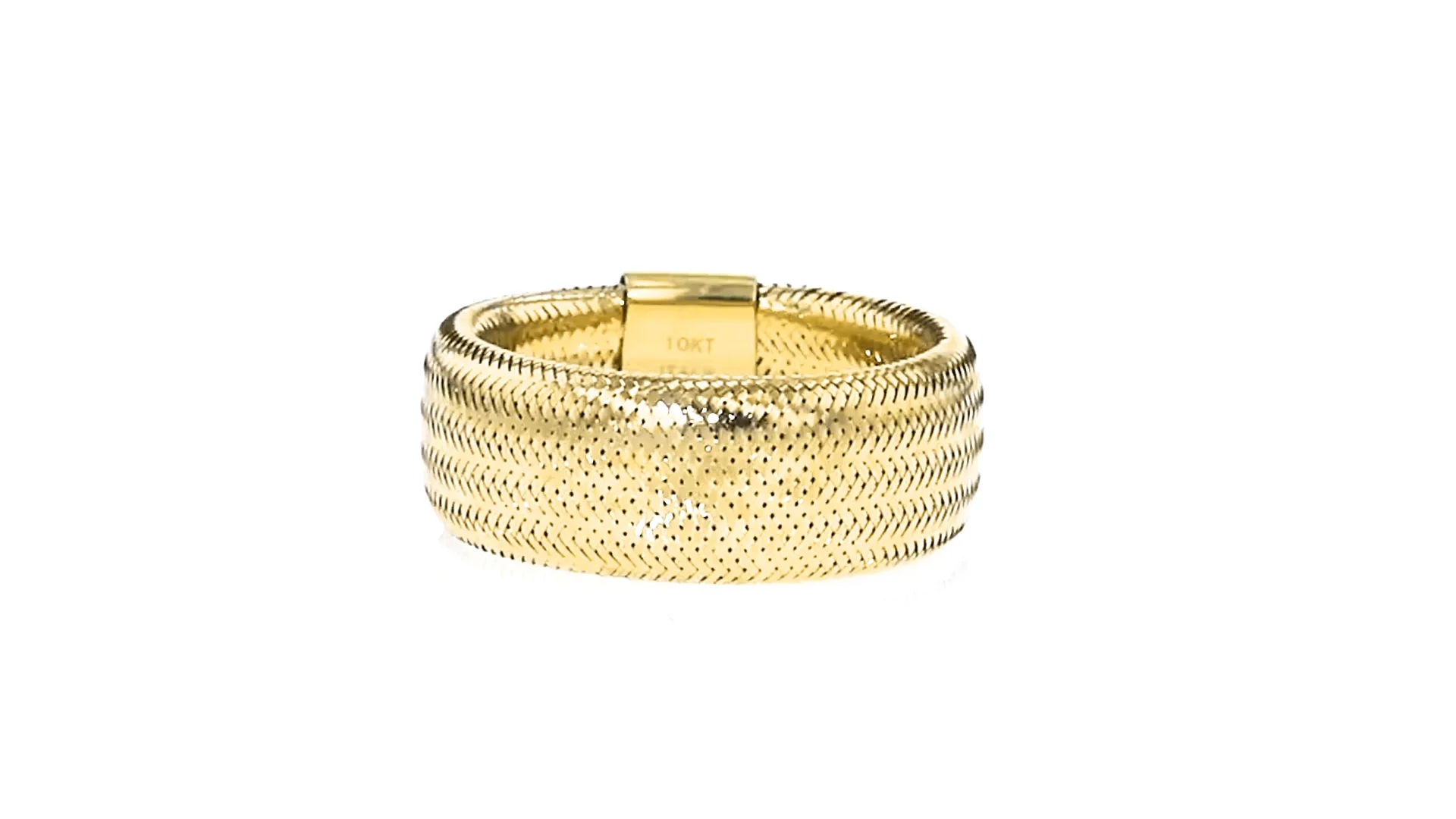 Italian 10kt Yellow Gold Mesh Stretch Ring. Large (9 - 10) | Ross