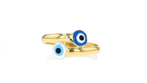 Italian Multicolored Enamel Evil Eye Bypass Ring in 10kt Yellow Gold