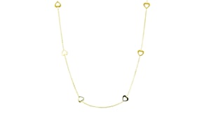 Italian 10kt Yellow Gold Heart Station Necklace