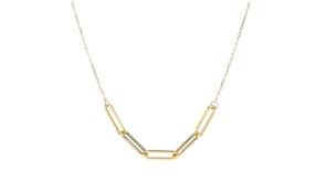 Italian 10kt Yellow Gold Central Paper Clip Link Station Necklace