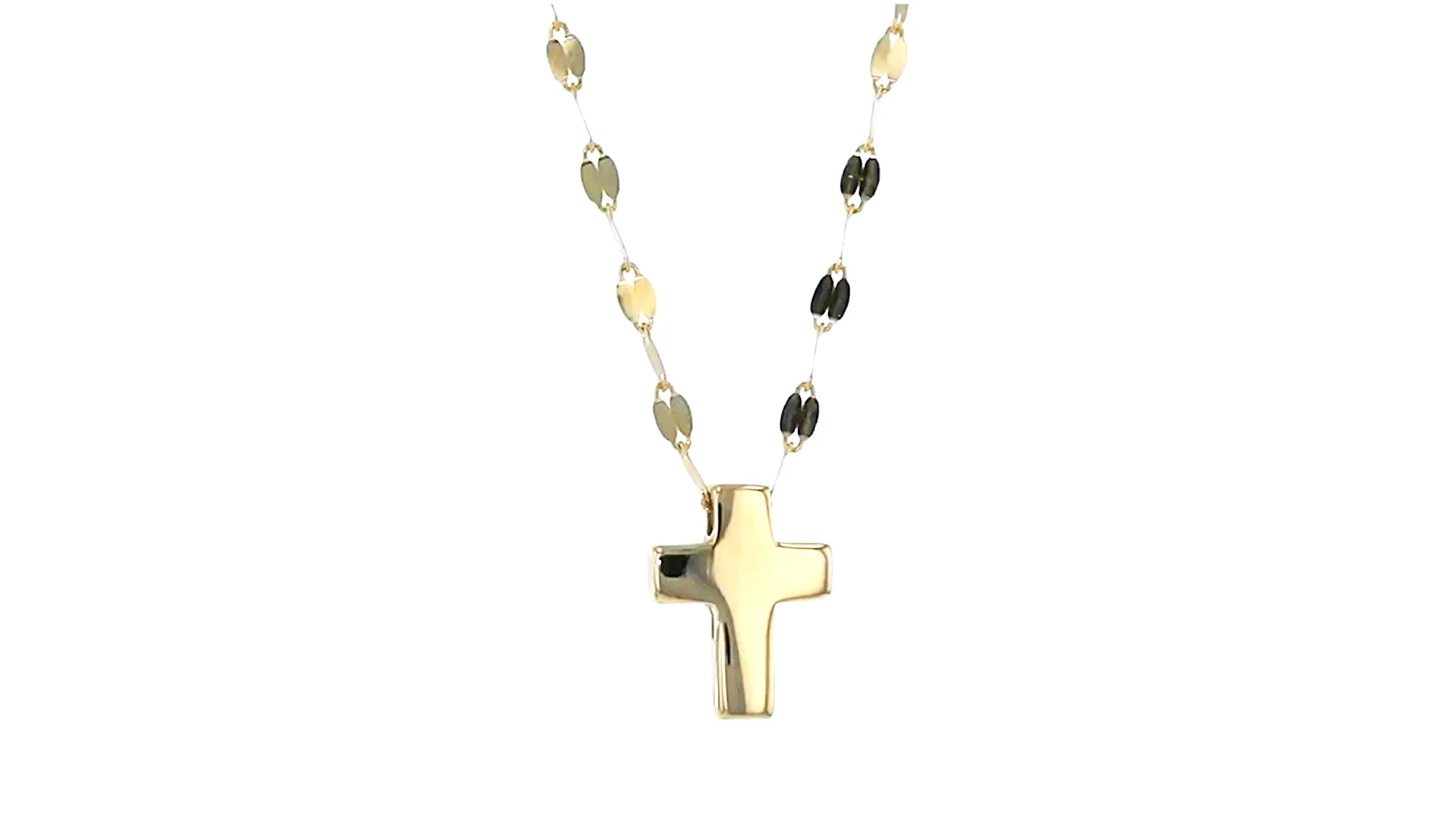 Italian 10kt Yellow Gold Puffed Cross Necklace | Ross Simons