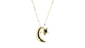 Italian 10kt Yellow Gold Moon and Star Necklace