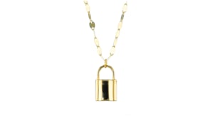 Italian 10kt Yellow Gold Puffed Lock Necklace