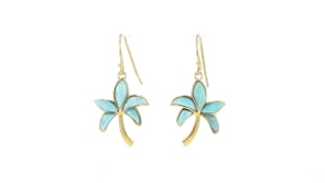 Larimar Palm Tree Drop Earrings in 18kt Gold Over Sterling