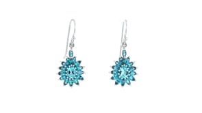 2.70 ct. t.w. Swiss and London Blue Topaz Flower Drop Earrings in Sterling Silver