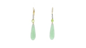 Jade and .20 ct. t.w. Peridot Drop Earrings with White Topaz Accents in 18kt Gold Over Sterling