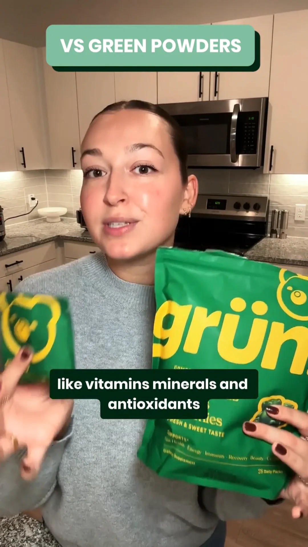 gruns for glp 1 Sugar Free Superfood Multivitamin Greens Gummies Adults, 3 Count Vitamin K2 Testimonial Video - Kennedy Johnson