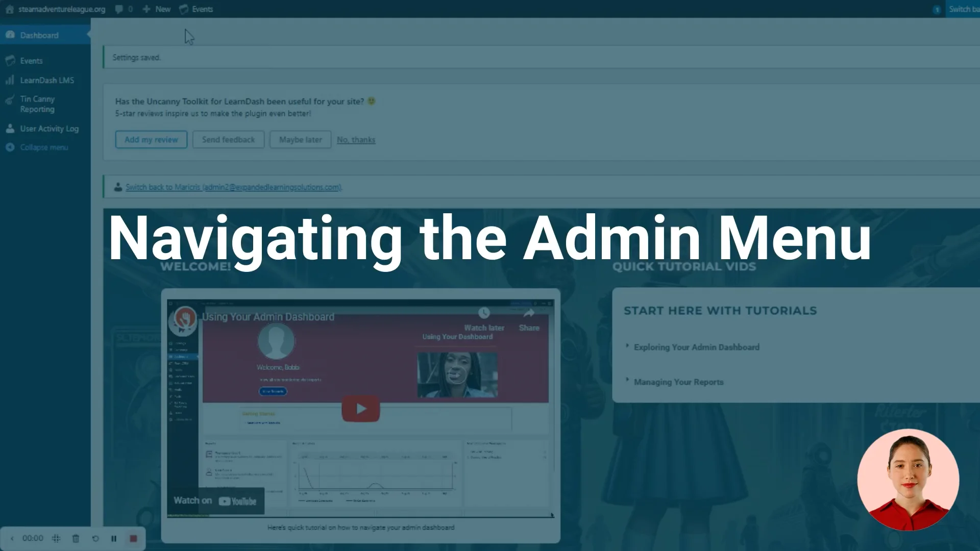 Navigating the Admin Menu