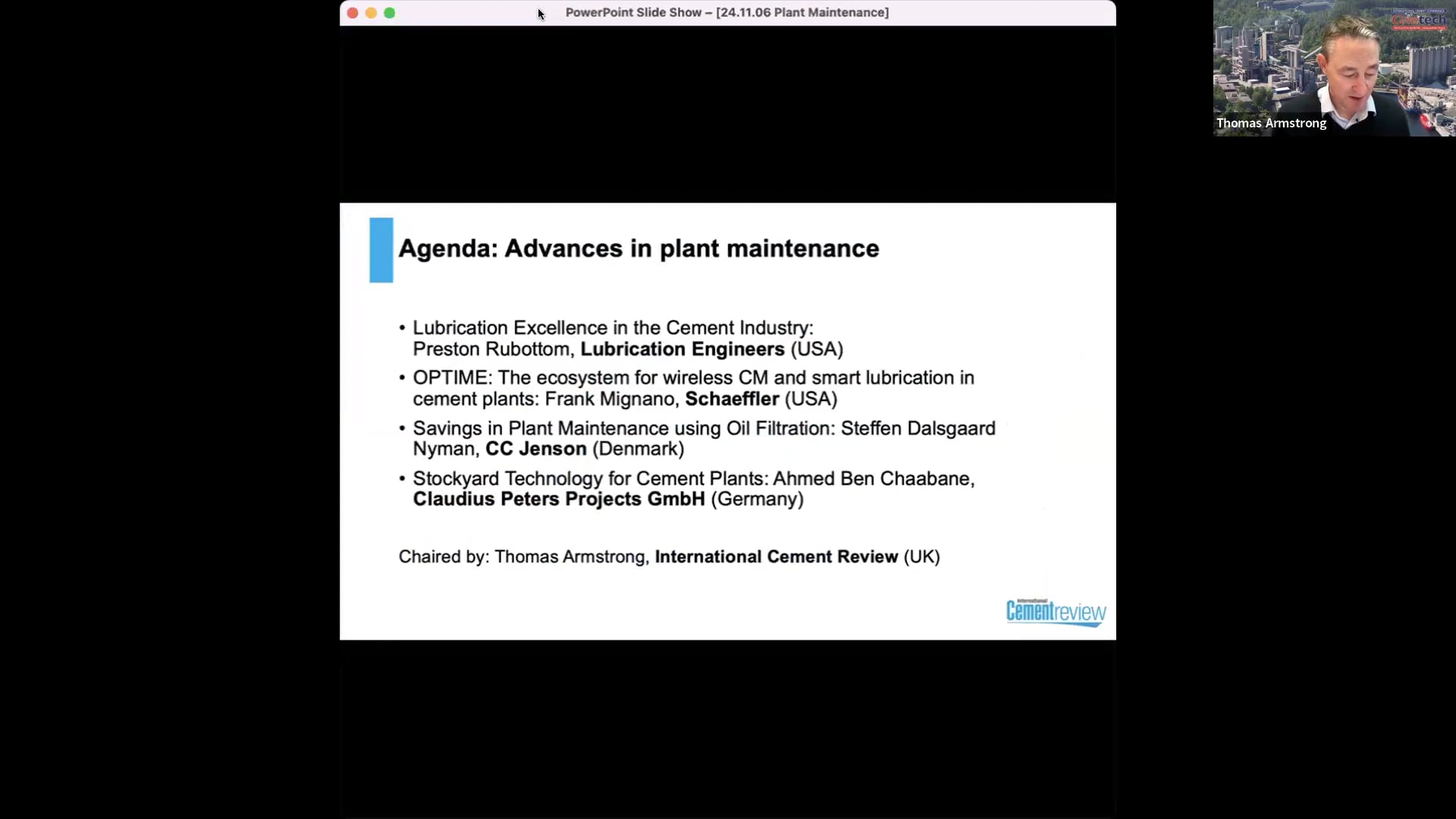 Cemtech Live Webinar: Advances in Cement Plant Maintenance