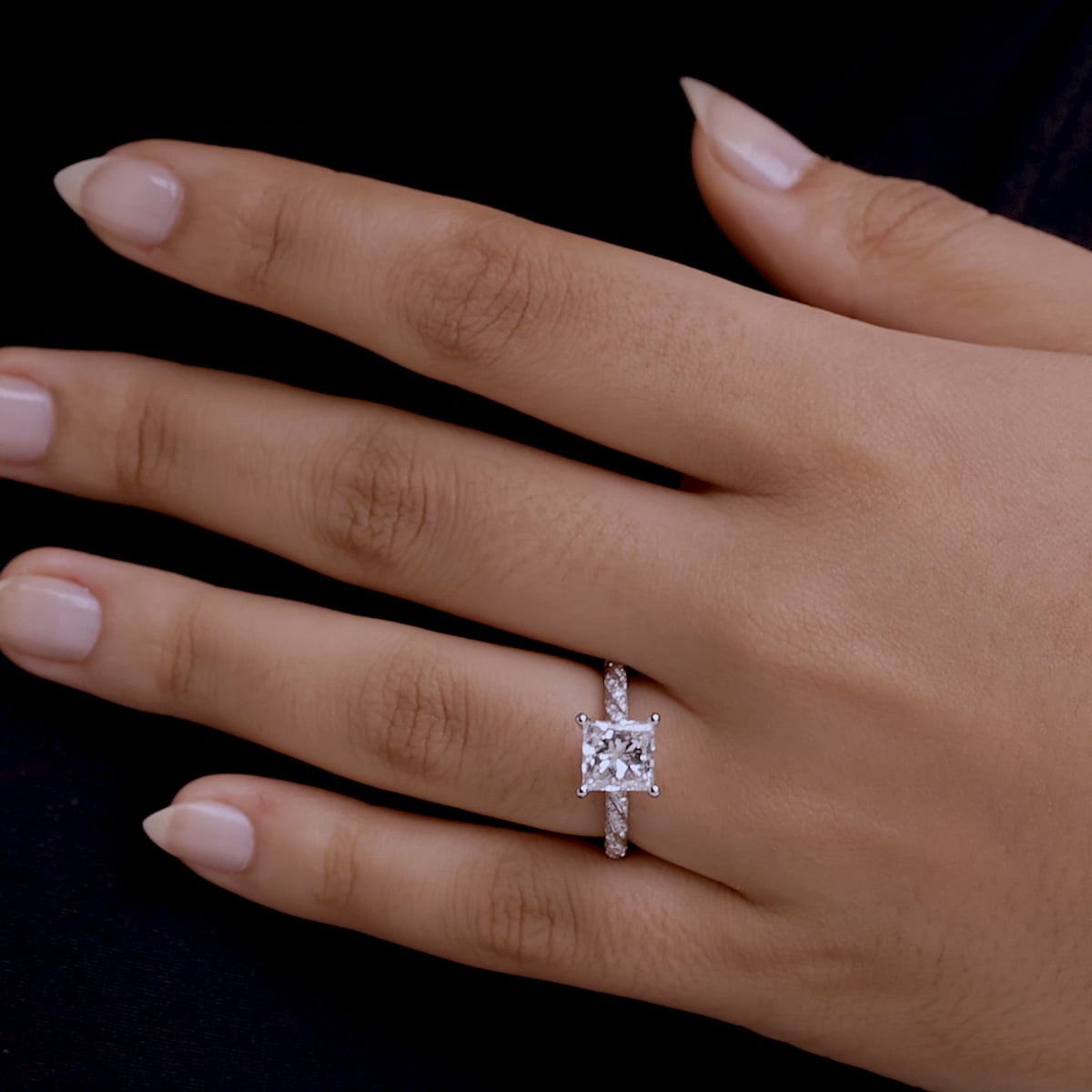 product video 2 for 3 ctw Princess Lab Grown Diamond Ribbon Engagement Ring