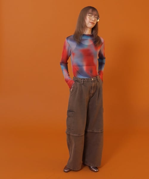 beautiful peopleシアーインナー36 beautiful people】シアープリントジャージークルーネックトップ