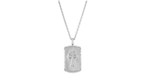 Mens 1.00 ct. t.w. Lab-Grown Diamond Cross Dog Tag Pendant Necklace in Sterling Silver