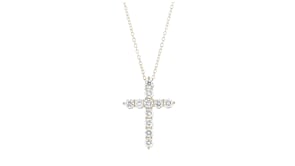 1.00 ct. t.w. Lab-Grown Diamond Cross Pendant Necklace in 18kt Gold Over Sterling