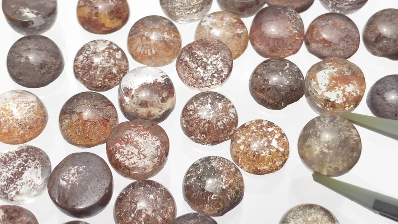 レッドガーデンクォーツ ラウンド カボション10×10mm 2個｜天然石