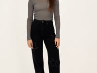 Black wide leg jeans with stars