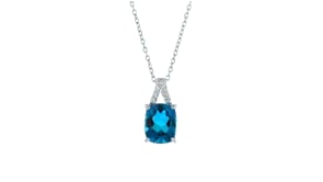 9.50 ct. t.w. London Blue Topaz and White Zircon-Accented Jewelry Set: Earrings and Pendant Necklace in Sterling Silver